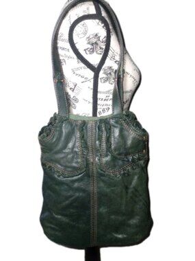 Lucky Brand Green Italian Lamb Leather Rocken Ruffles Tote